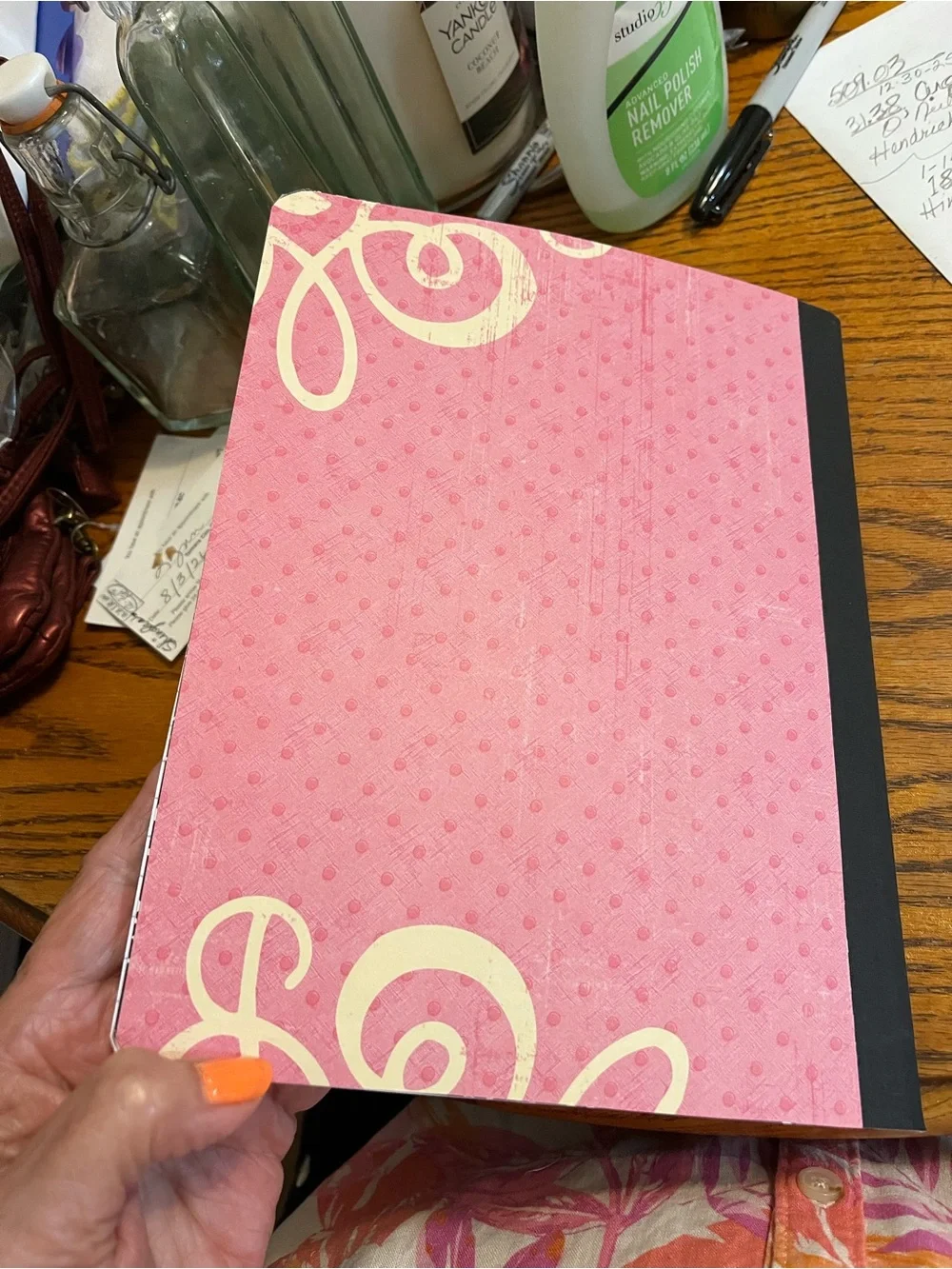 Floral Pink & Cream recovered composition notebook